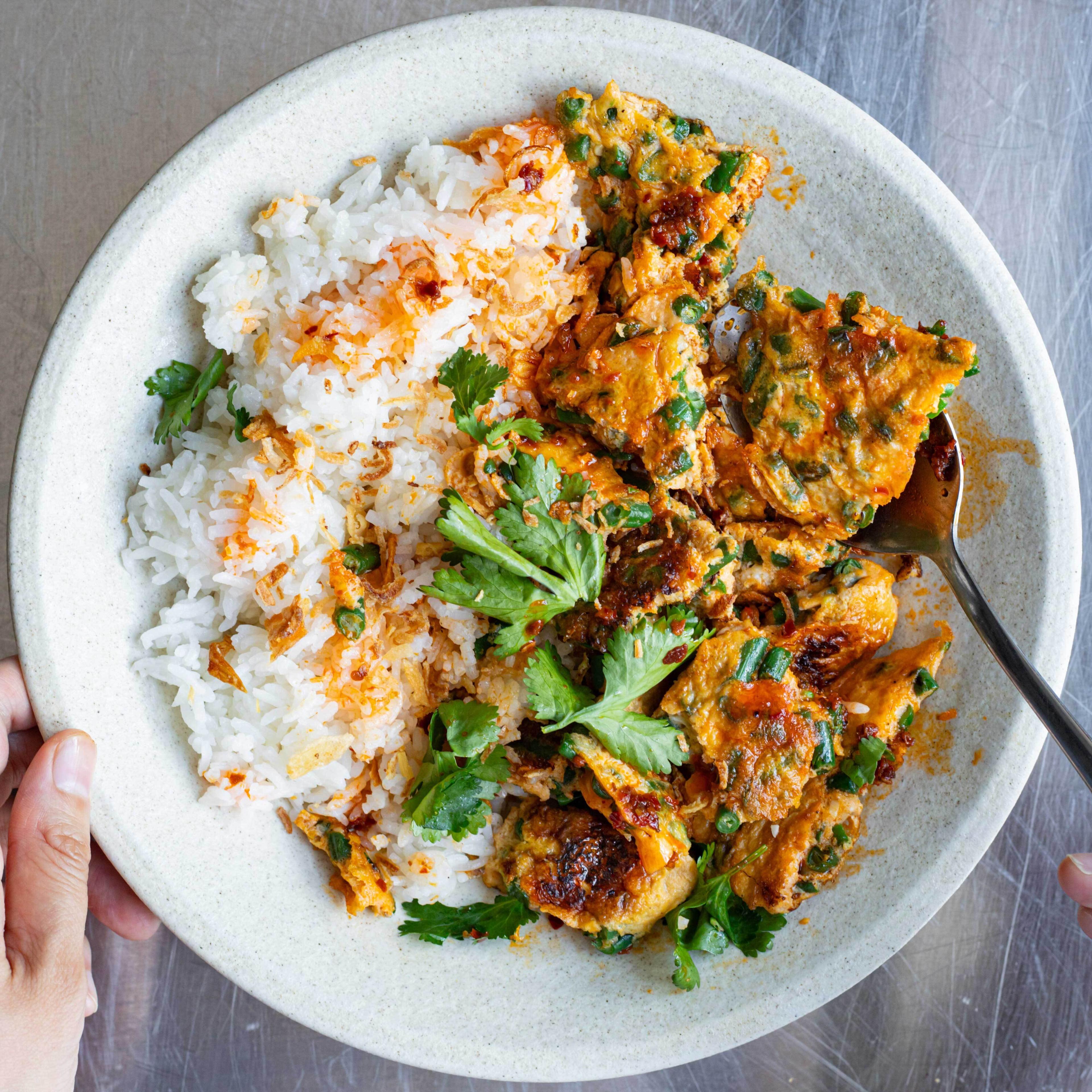 Sambal Green Bean Omelette with Rice