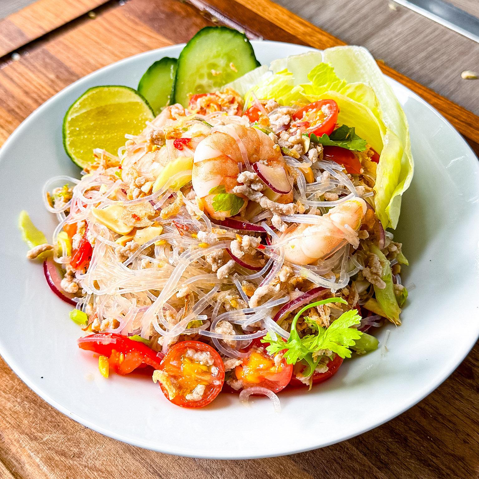 Thai Glass Noodle Salad With Prawn Pork