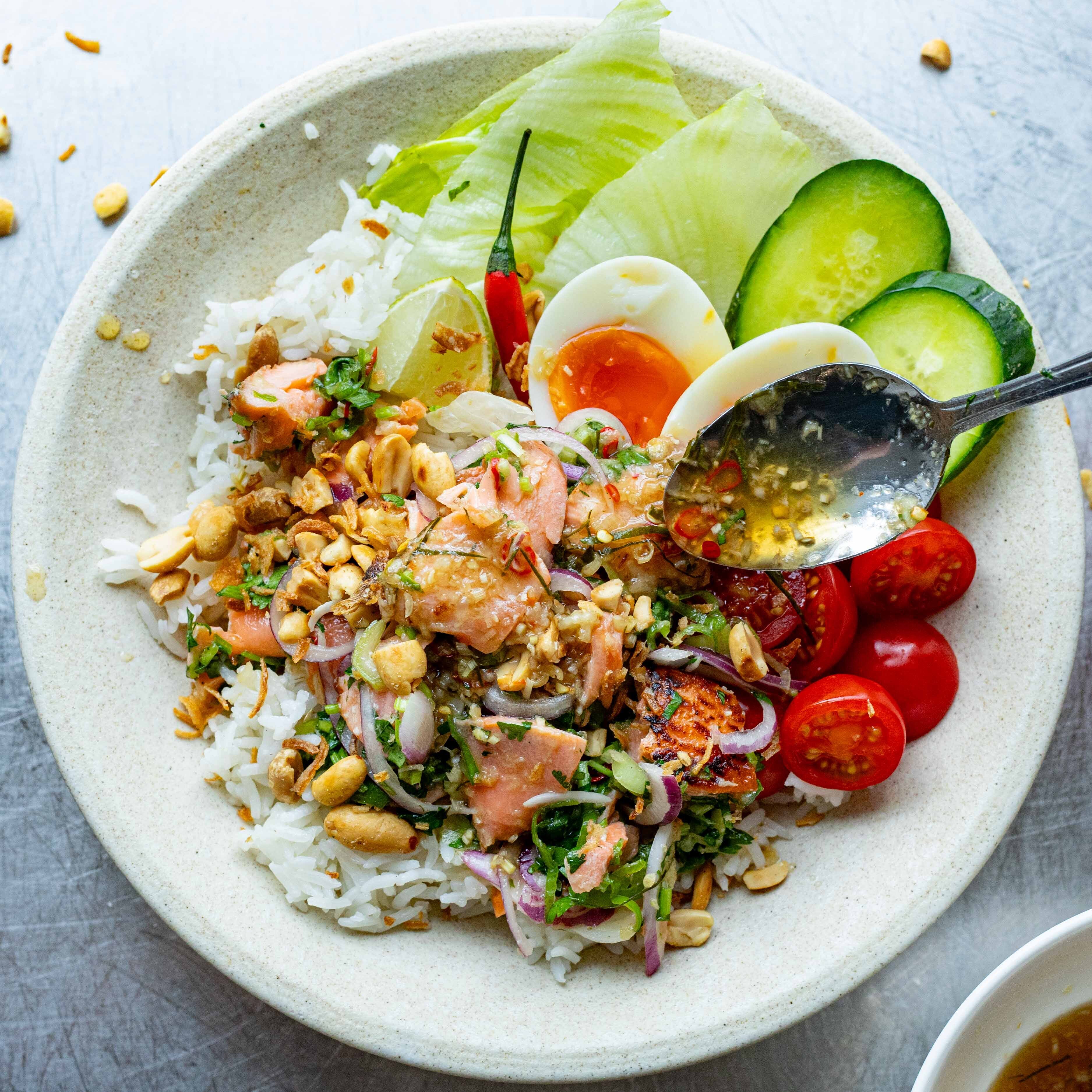 Thai Salmon Laab Salad Bowl