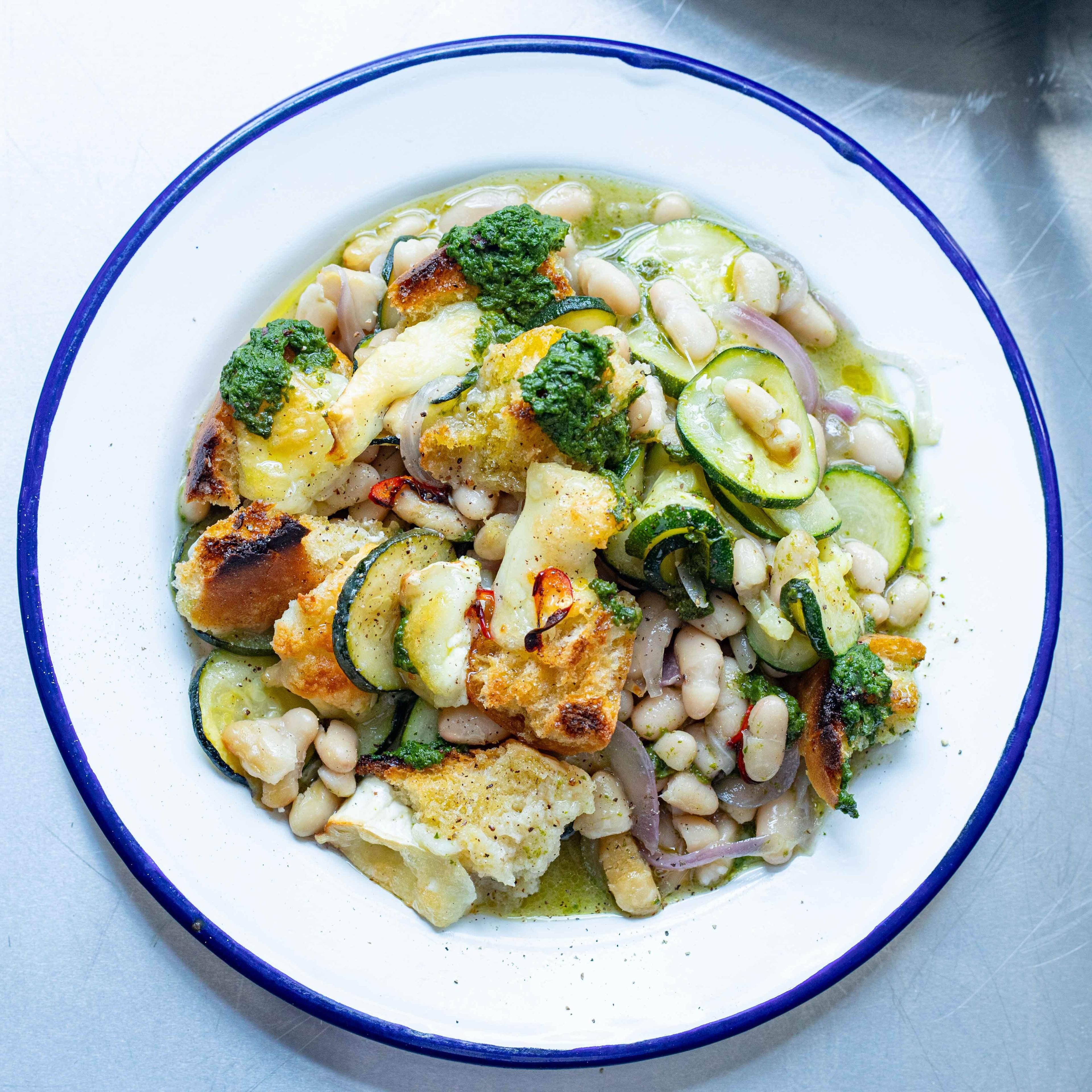 Braised Courgettes With White Beans