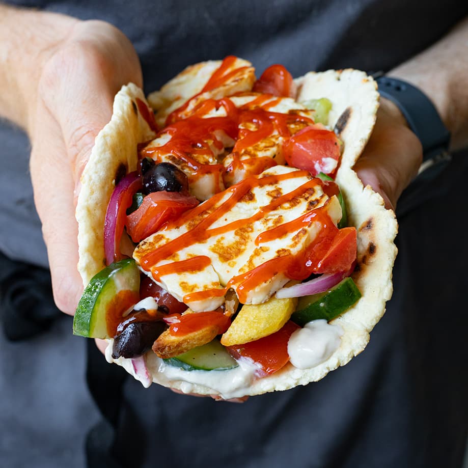 Halloumi Stuffed Greek Flatbreads