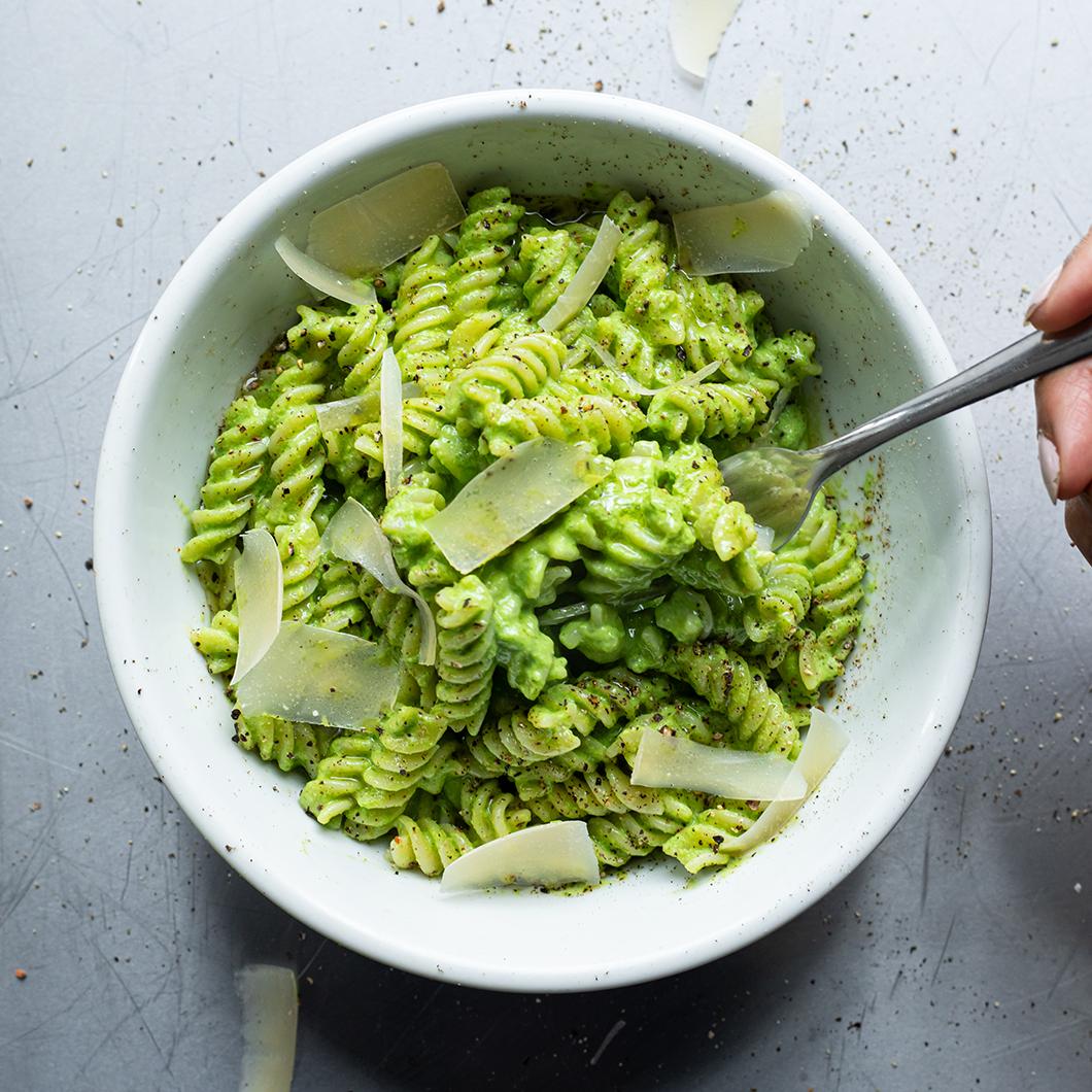 Creamy Greens Pesto pasta