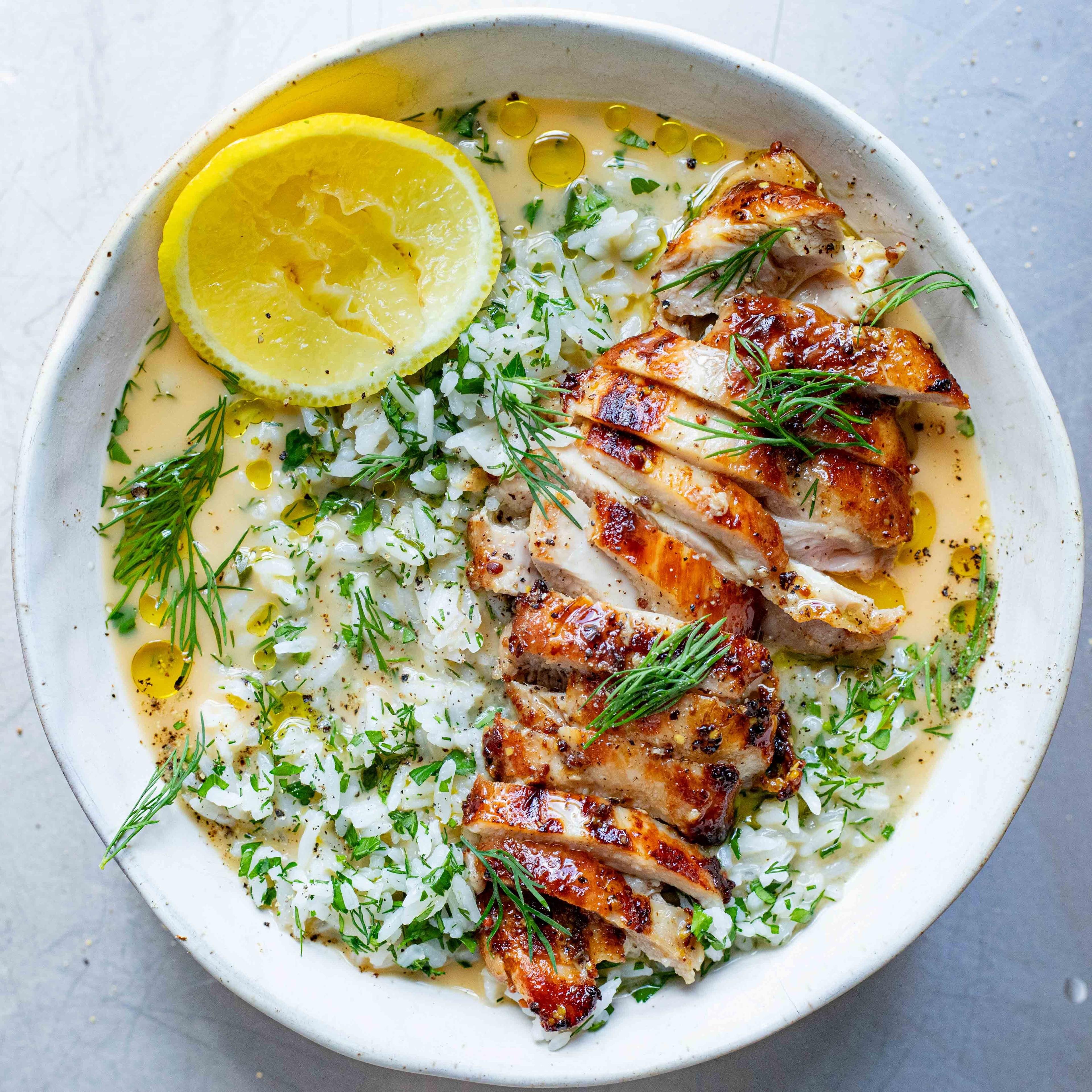 Mustard Chicken & Zingy Broth With Rice