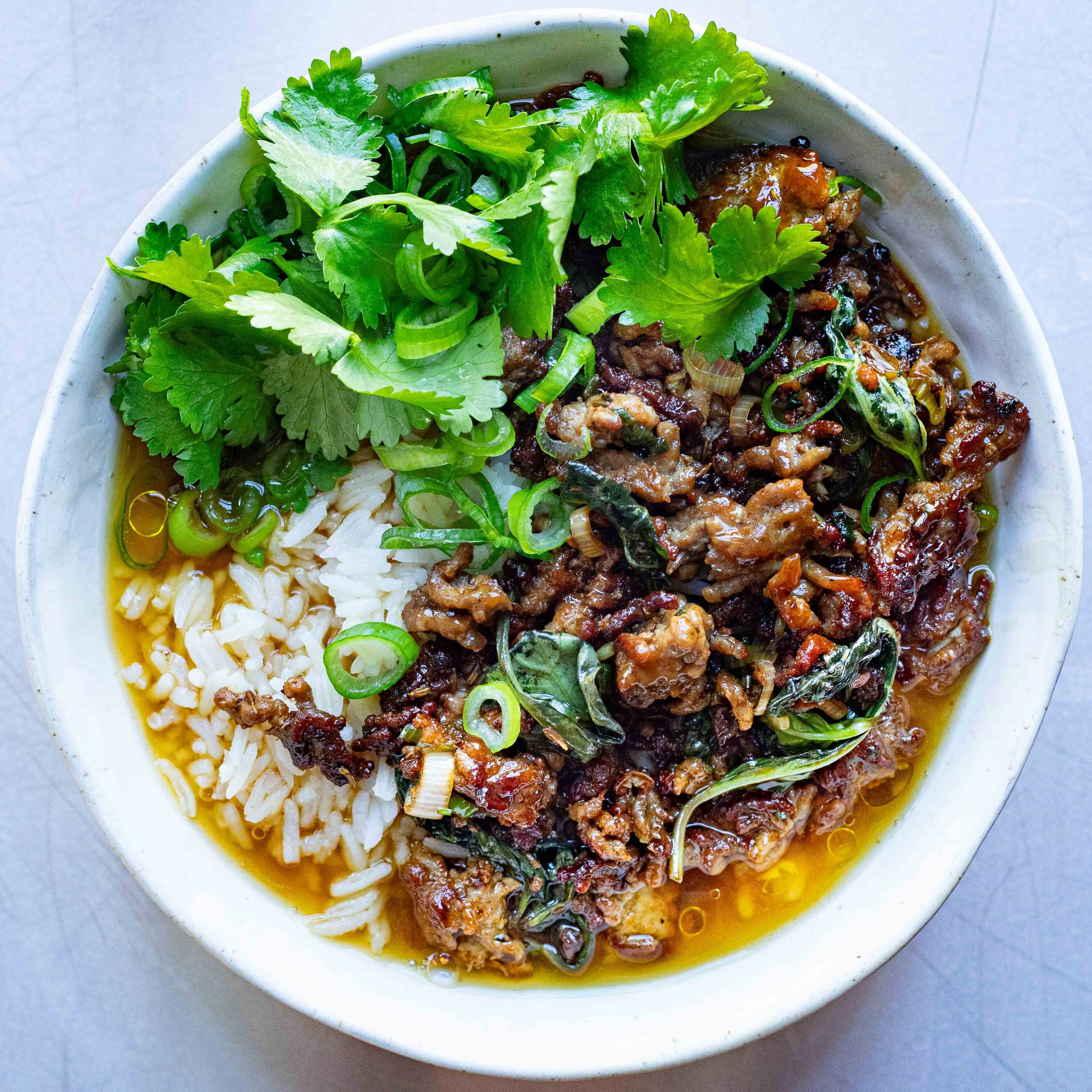 Crispy Cumin Lamb with Brothy Rice Recipe