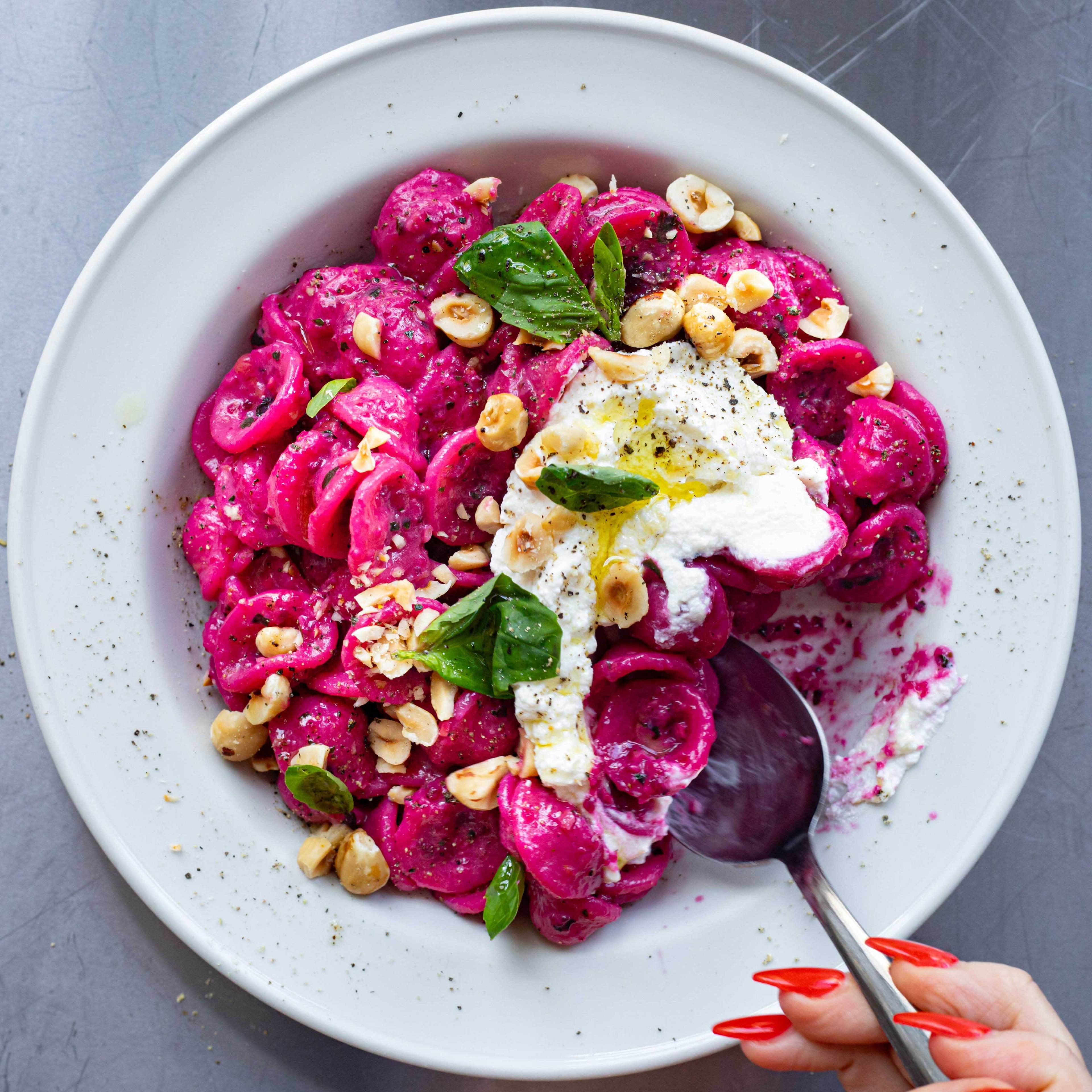 Hazelnut Beetroot Pasta Recipe