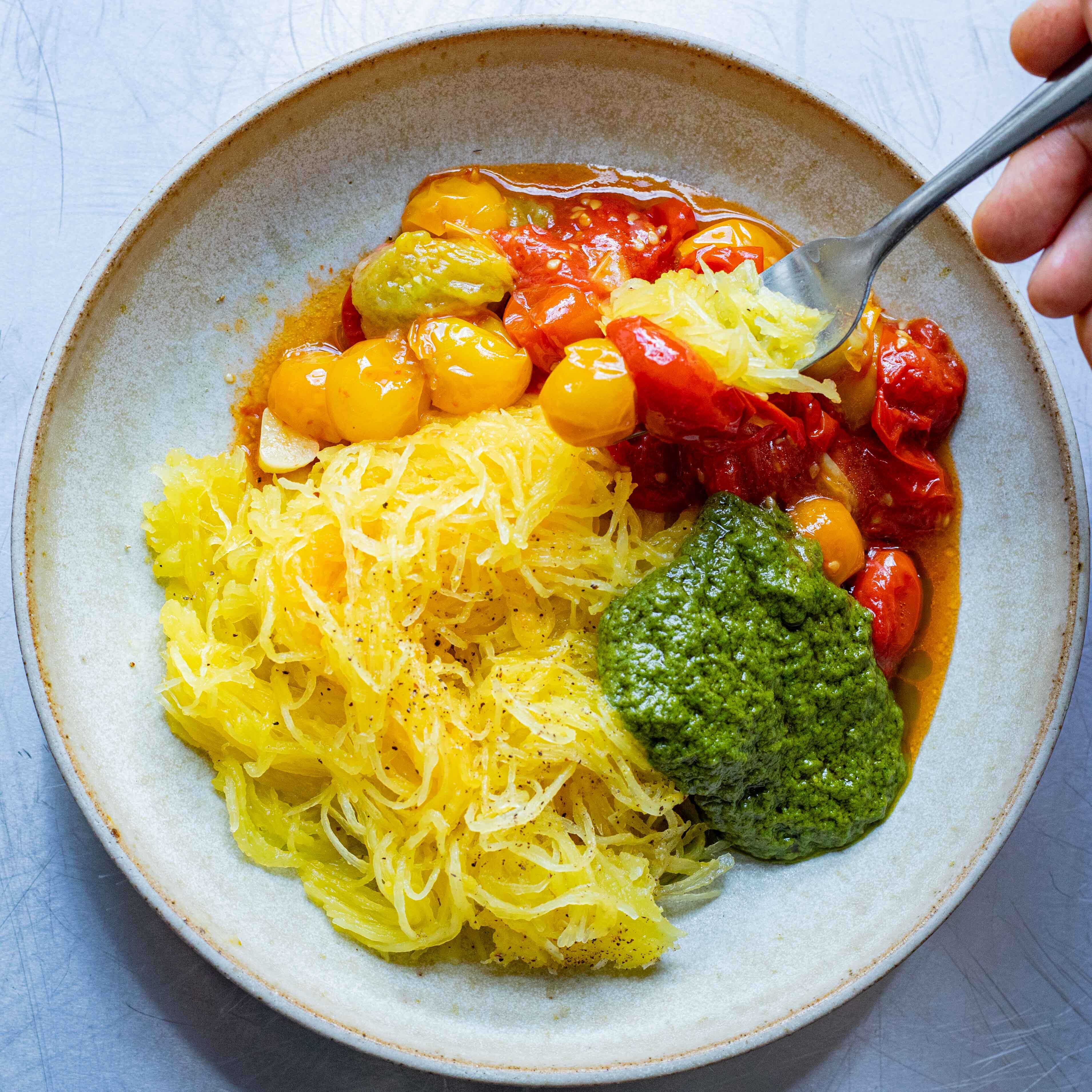 Spaghetti Squash with Confit Tomatoes