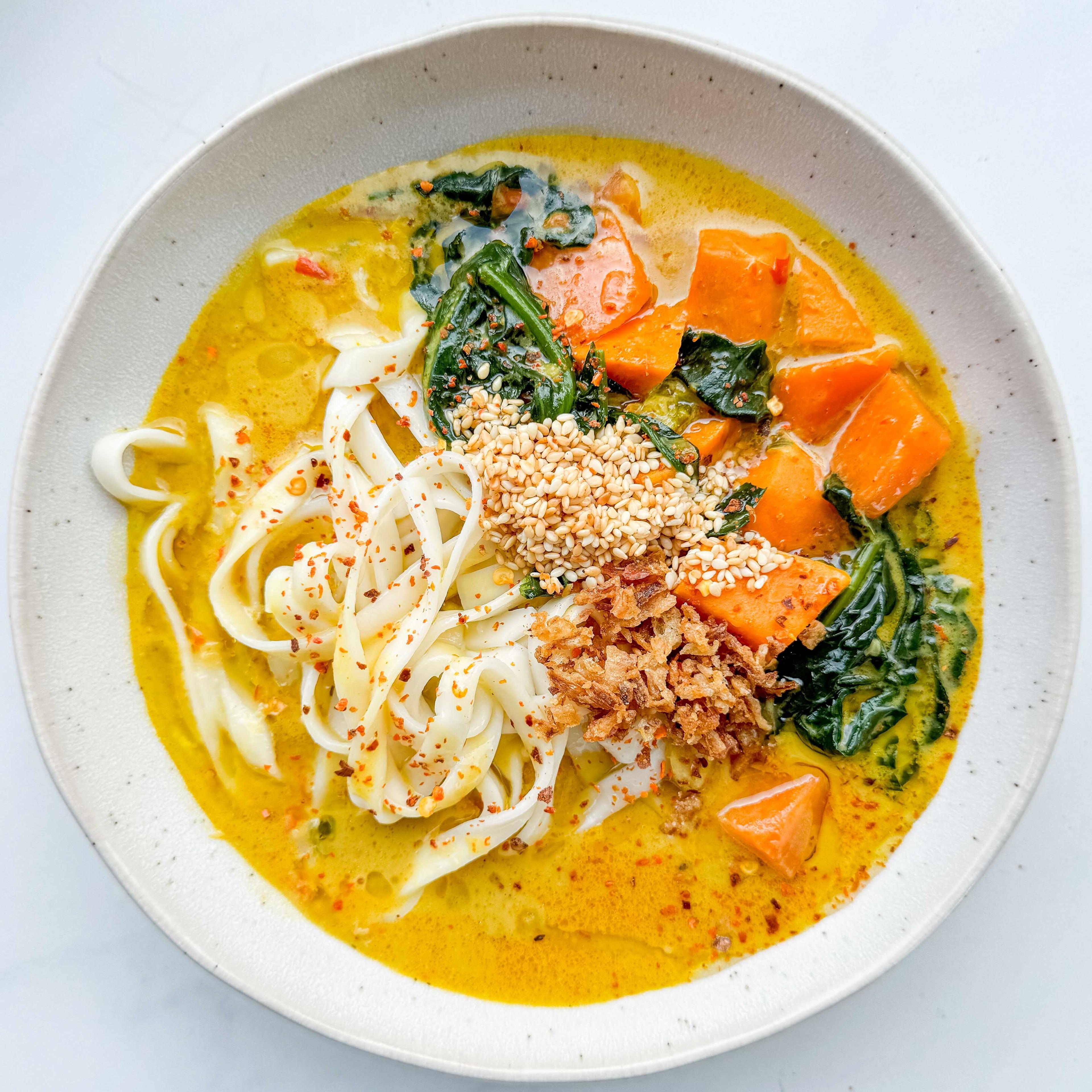 Sweet Potato Ginger Turmeric Noodle Soup