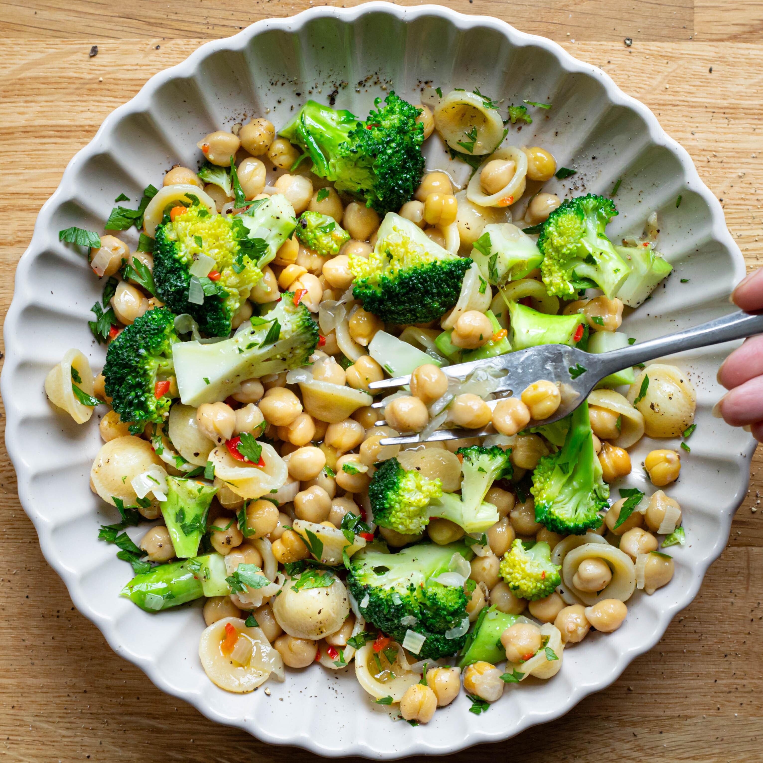 Broccoli Anchovy Chickpea Orecchiette