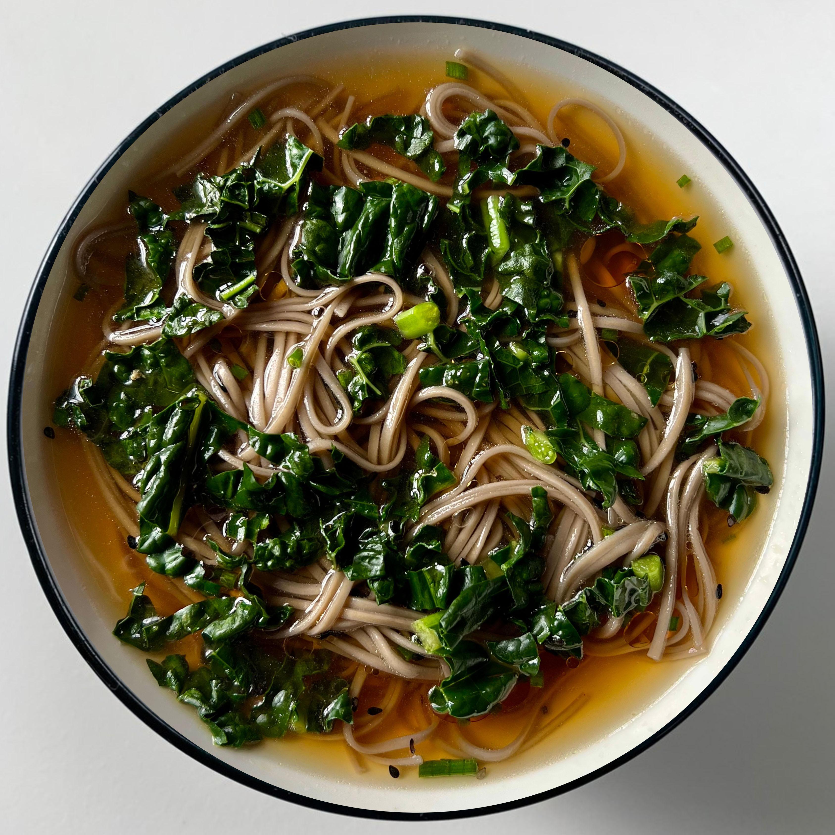 Brothy Kale Noodle Soup