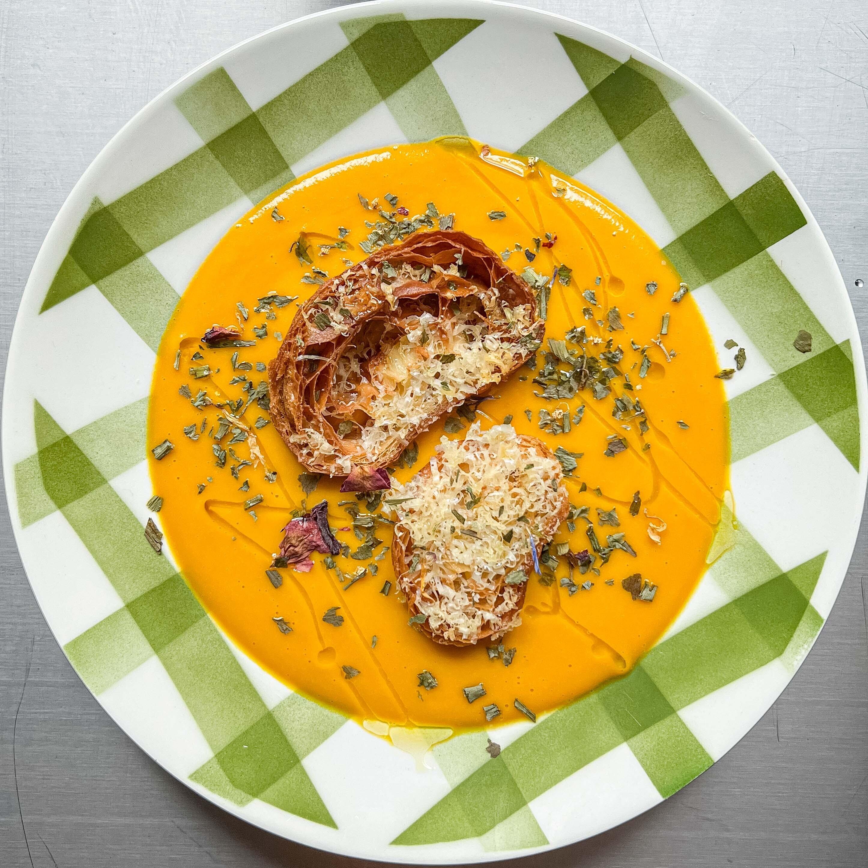 Butternut Squash Soup with Croissant Croutons