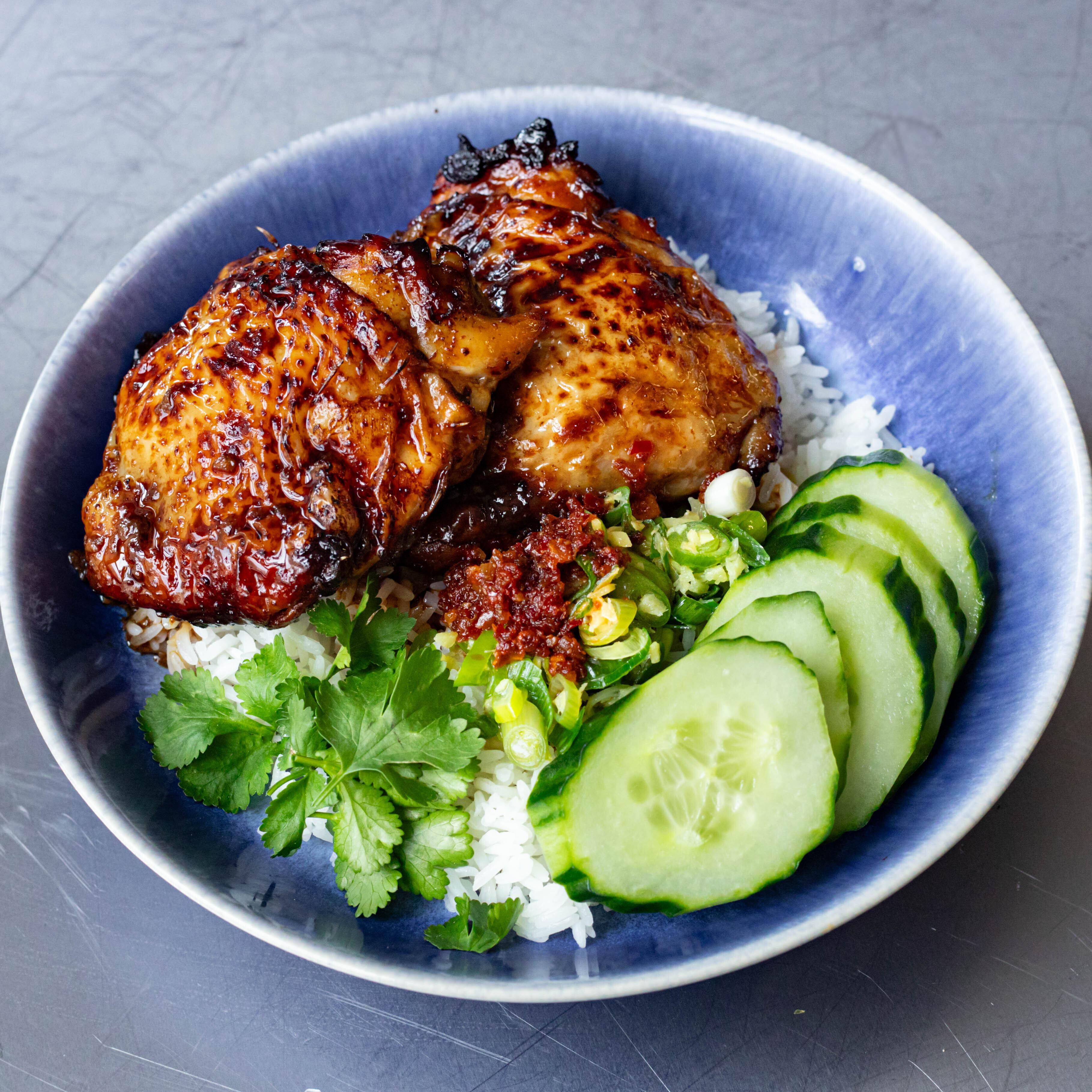 Chinese BBQ Chicken with Crispy Rice