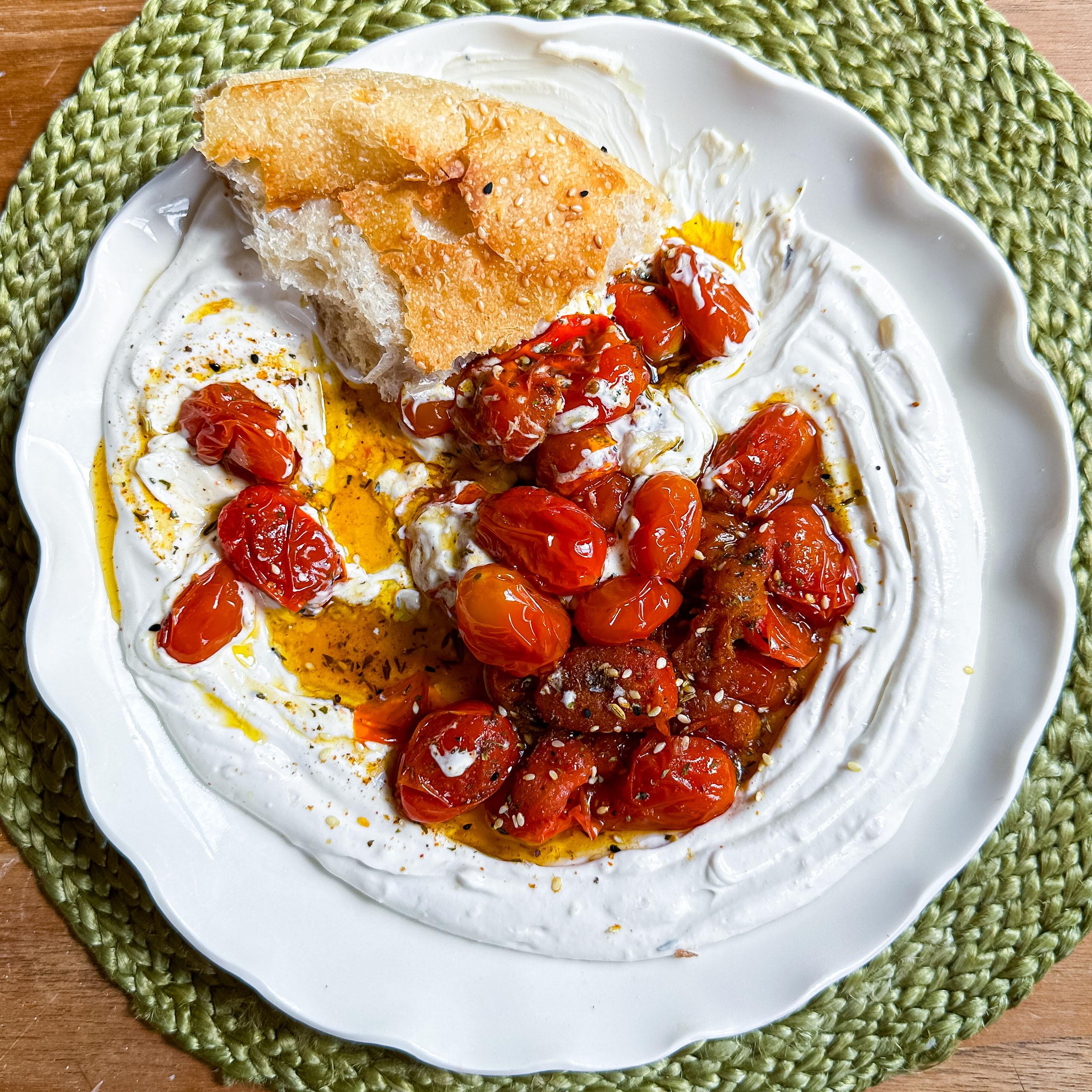 Confit Tomatoes with tahini yoghurt