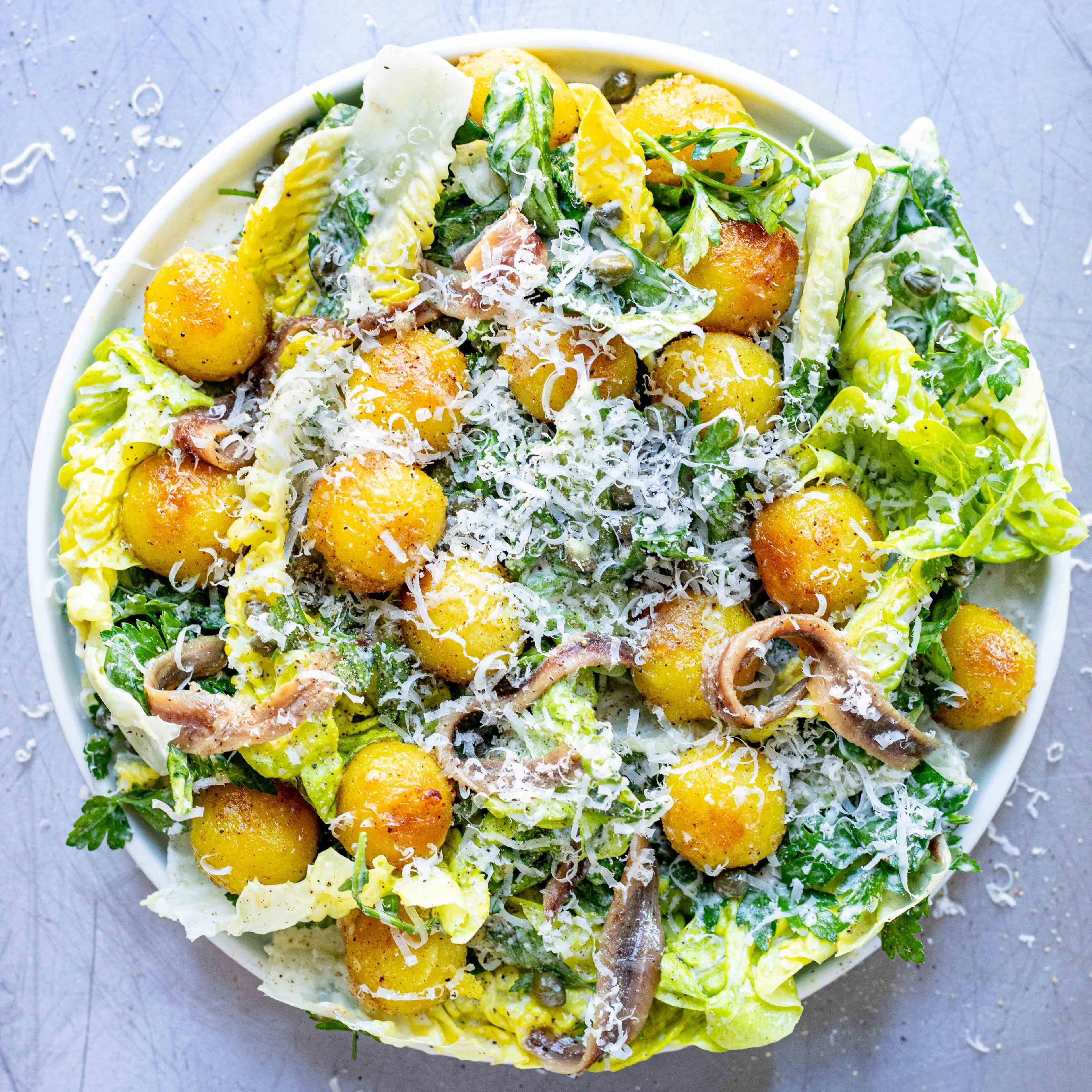 Crispy Gnocchi Caesar Salad