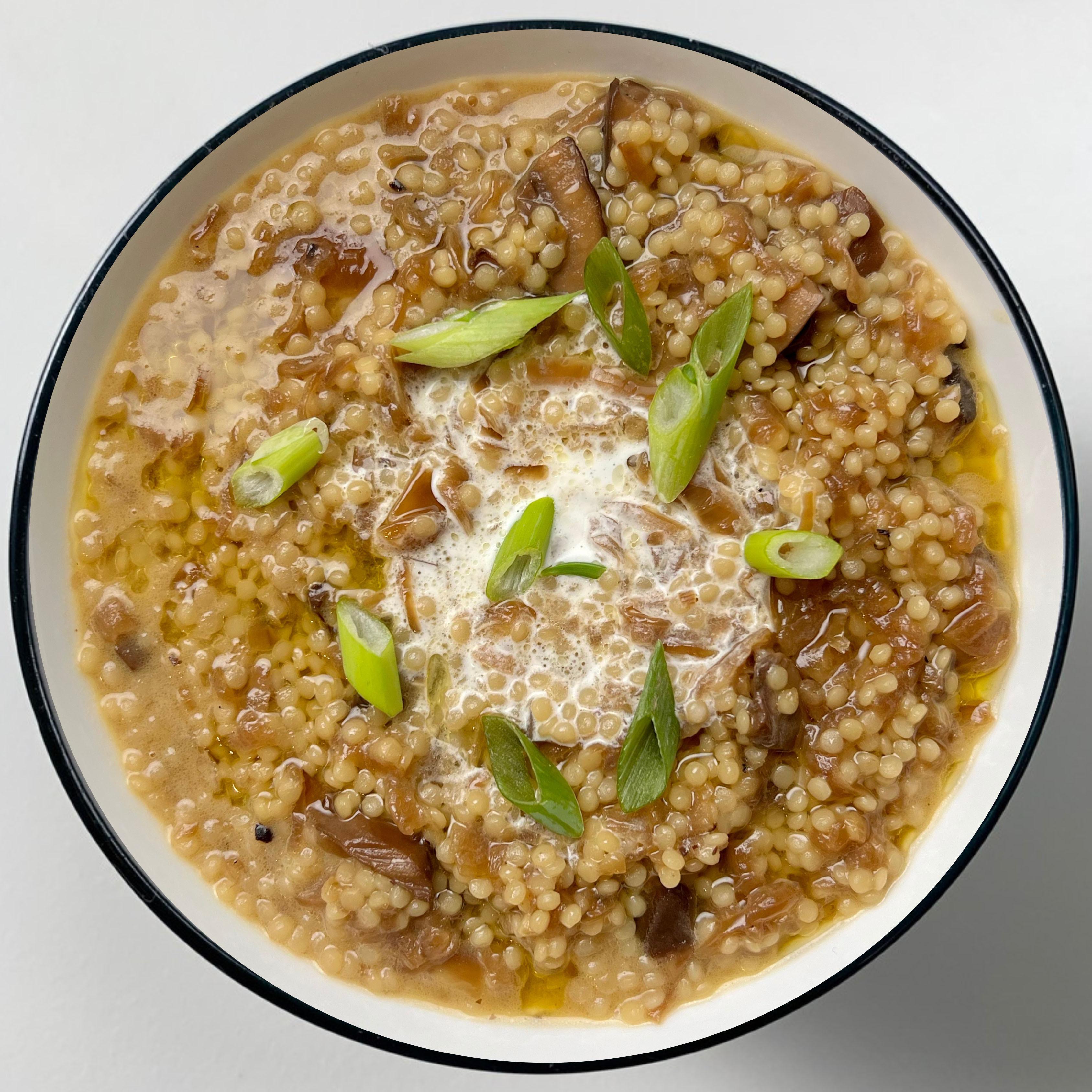 French Onion Giant Couscous Soup