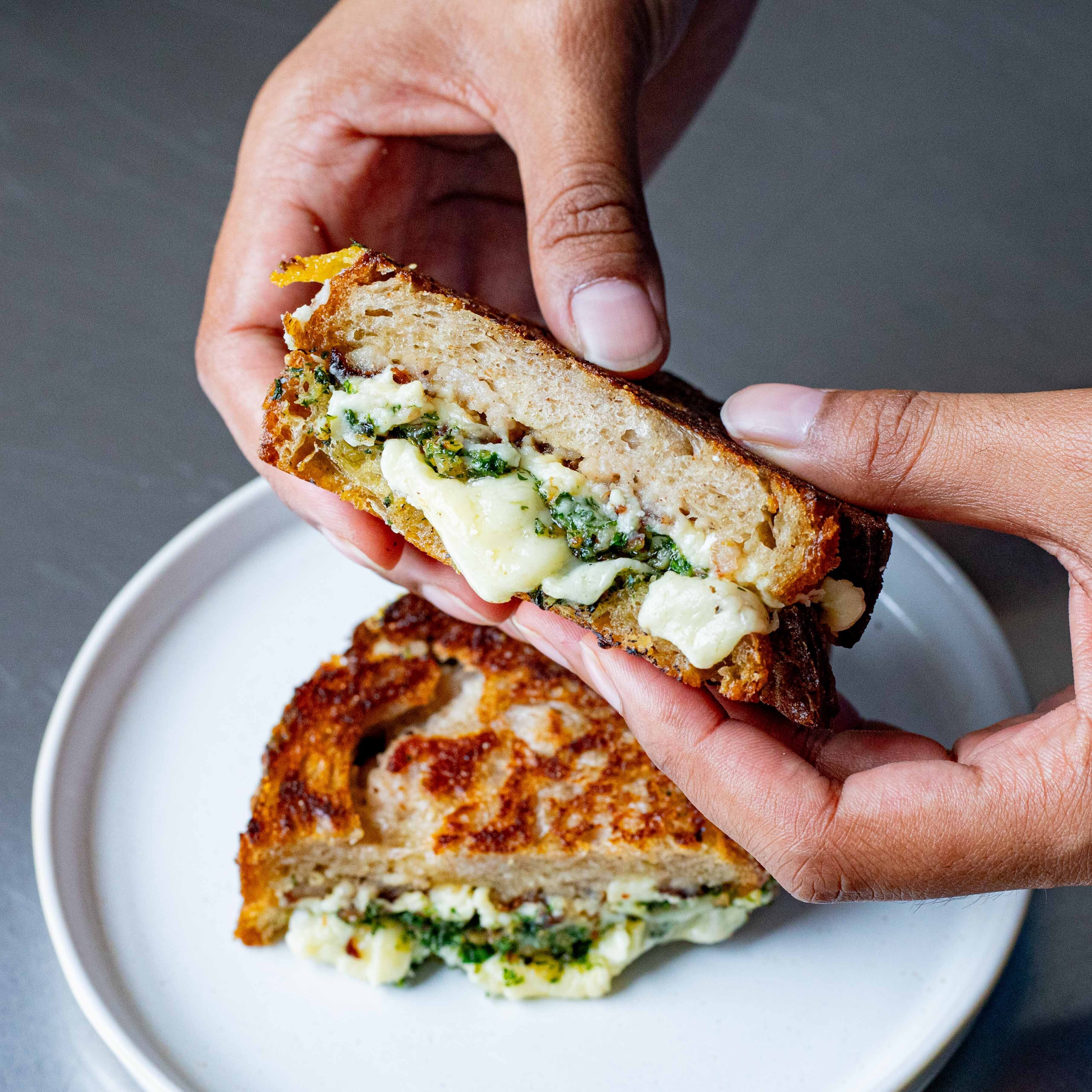 Smashed Sausage and Kale Toastie