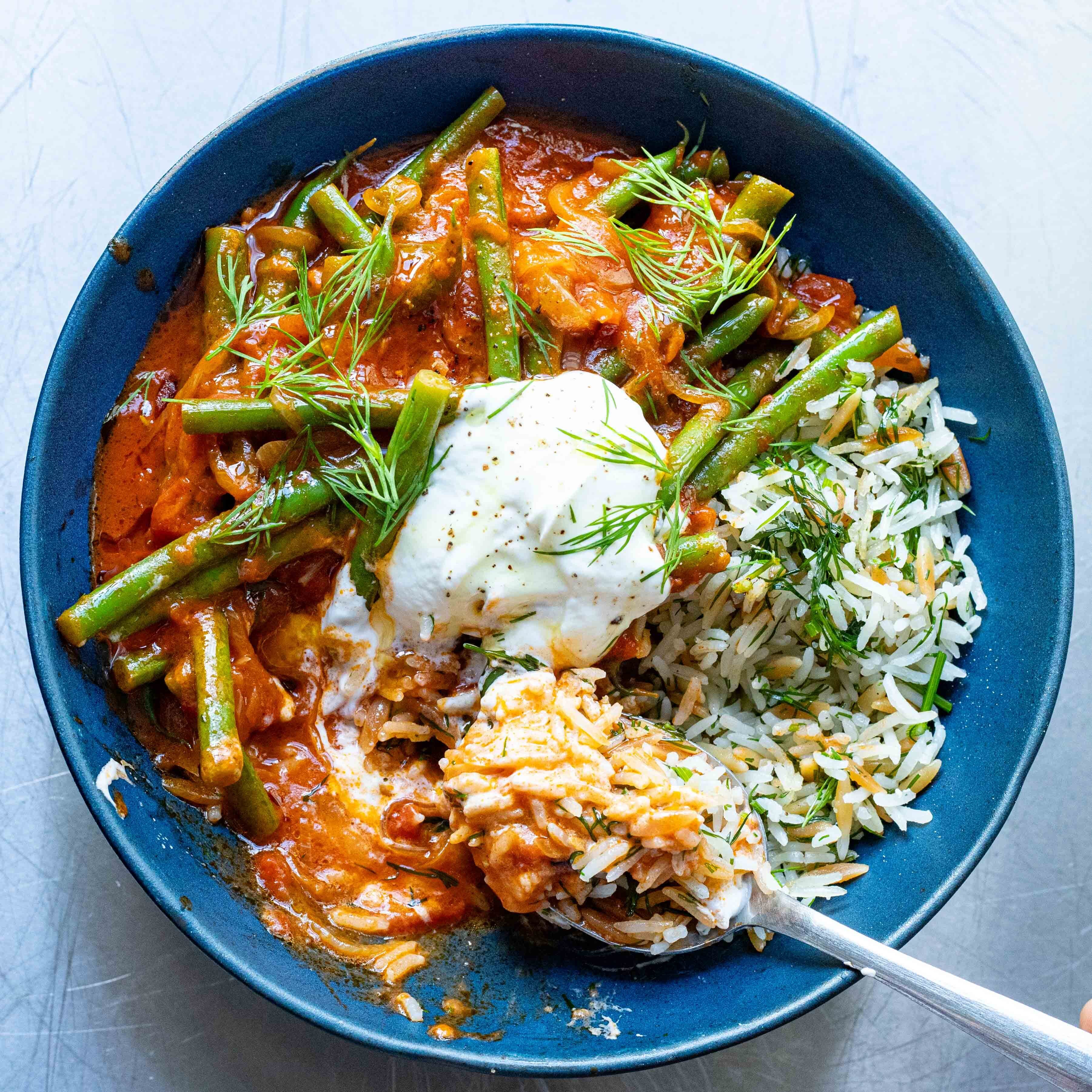 Speedy Green Bean Stew with Dill Rice