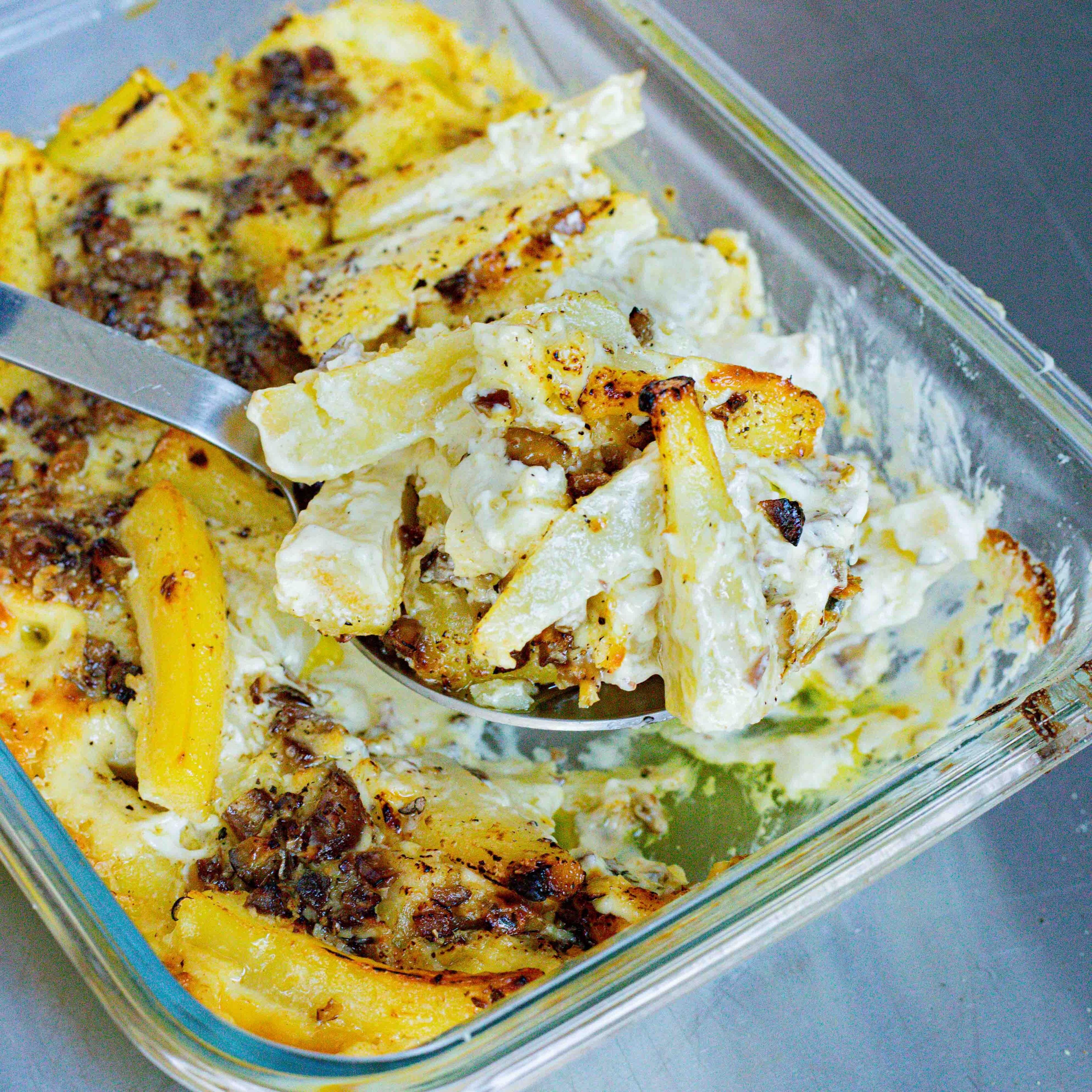 Creamy Parsnip, Chestnut & Mustard Gratin