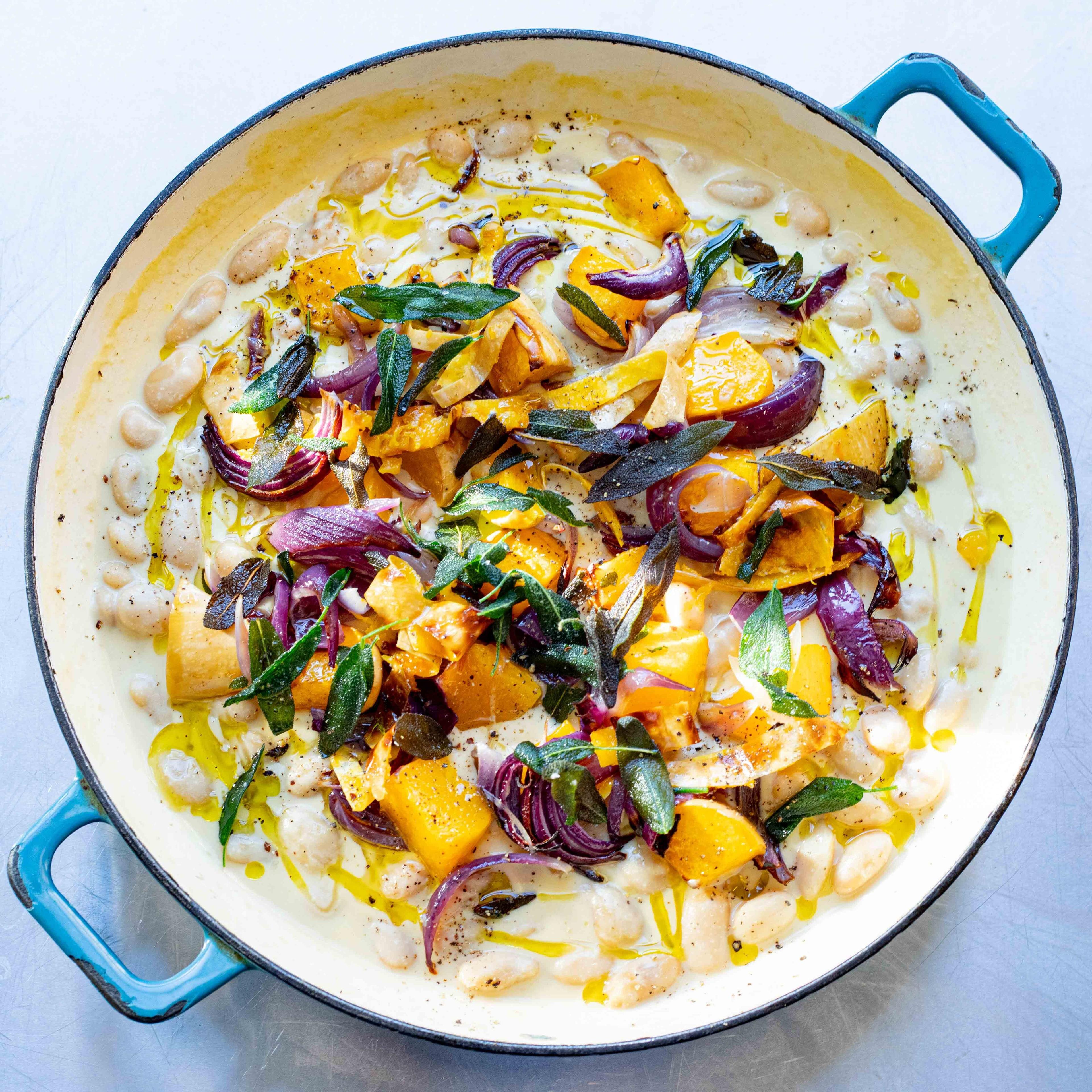 Squash & Beans with Crispy Sage