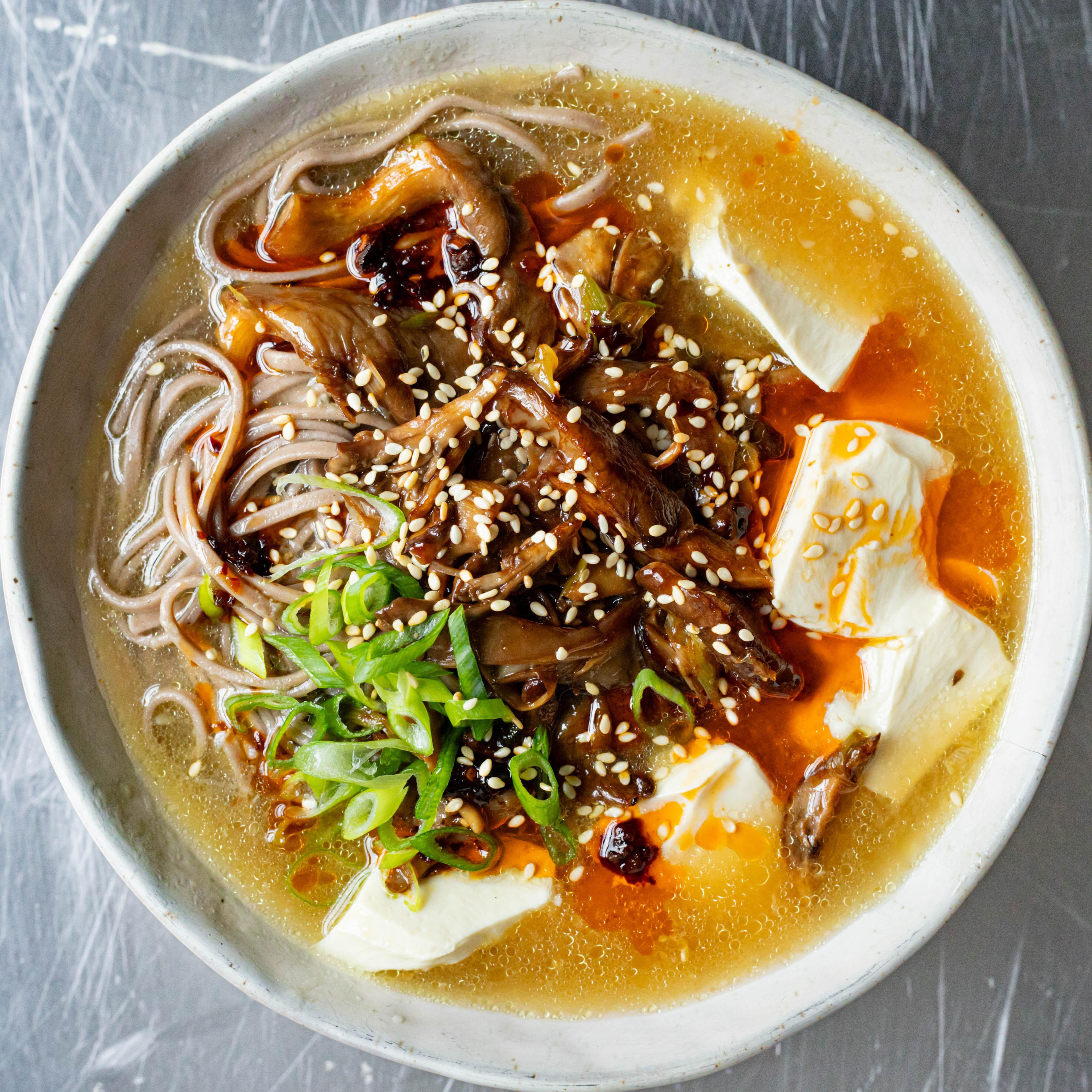 Brothy Noodles Mushrooms