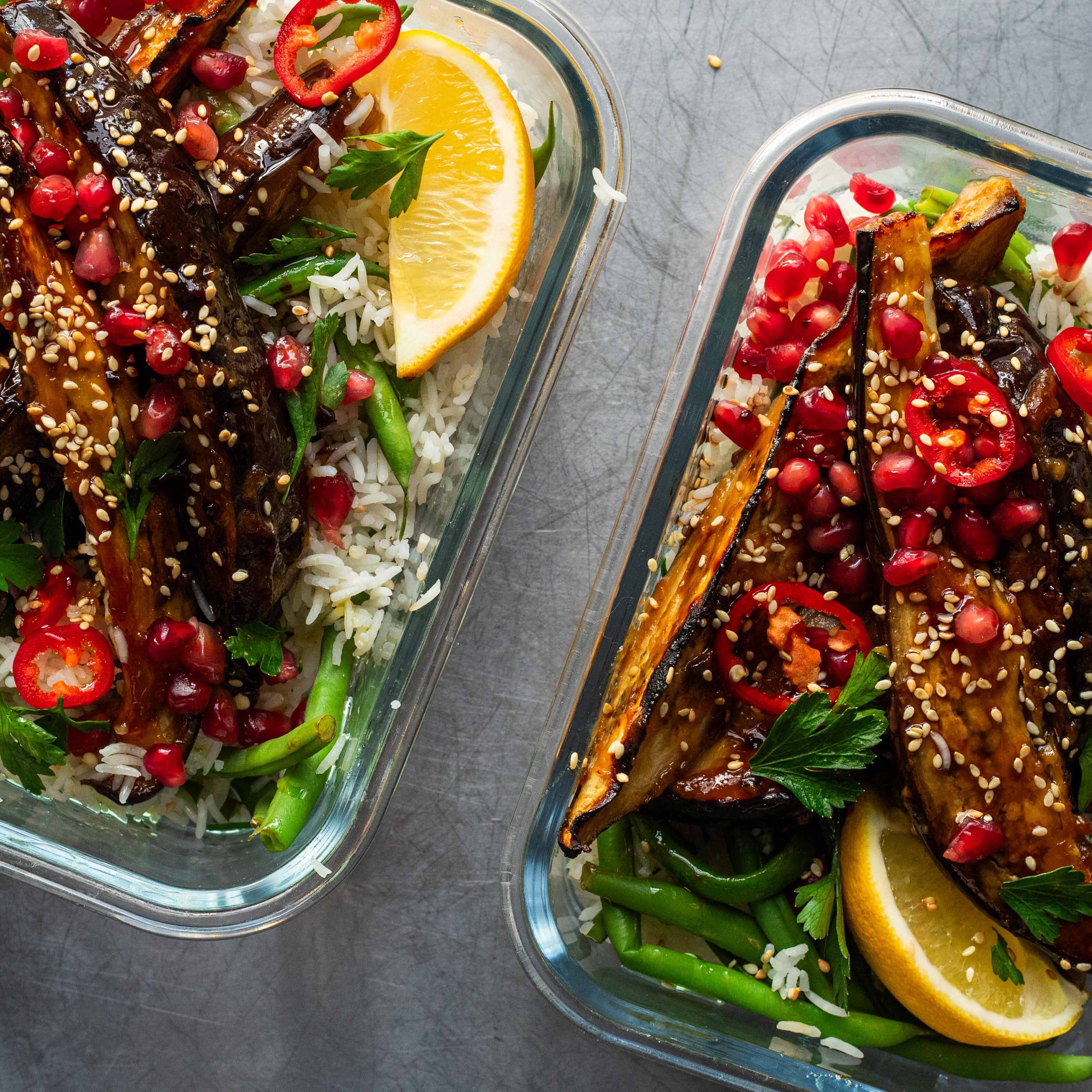 Lunch Box: Sticky Honey Miso Aubergine