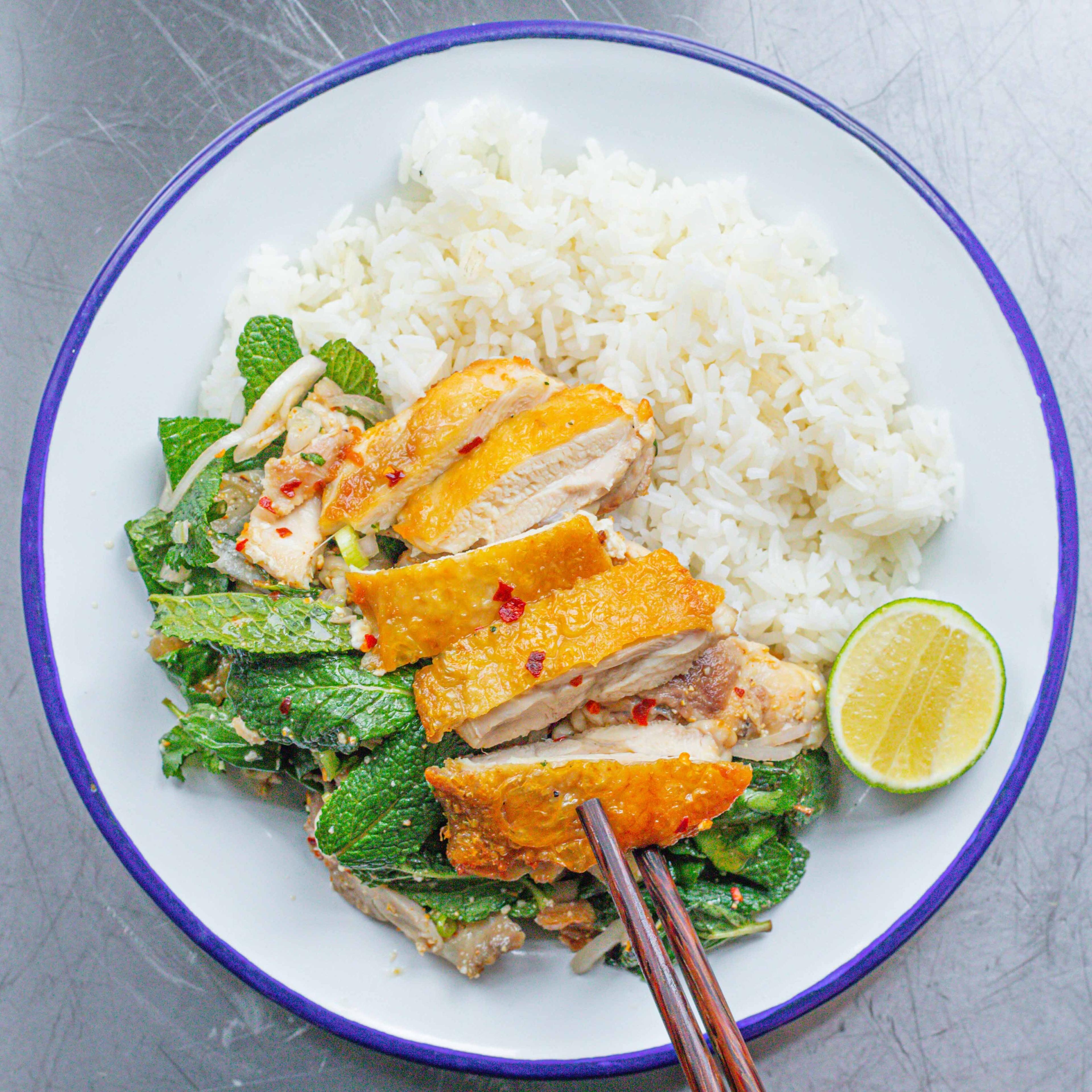 Chicken & Herb Salad with Steamed Rice