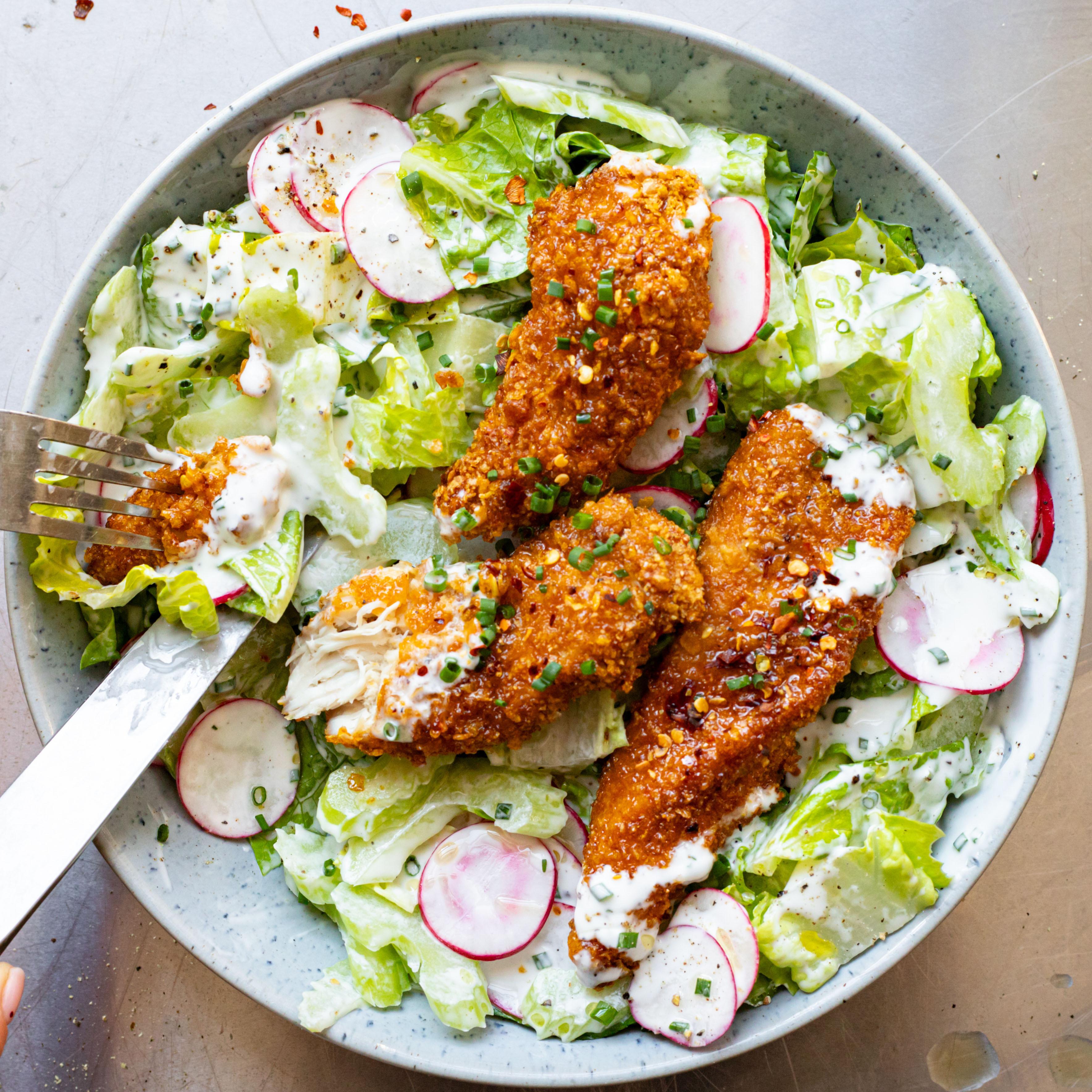 Hot Honey Chicken Salad with Ranchish dressing