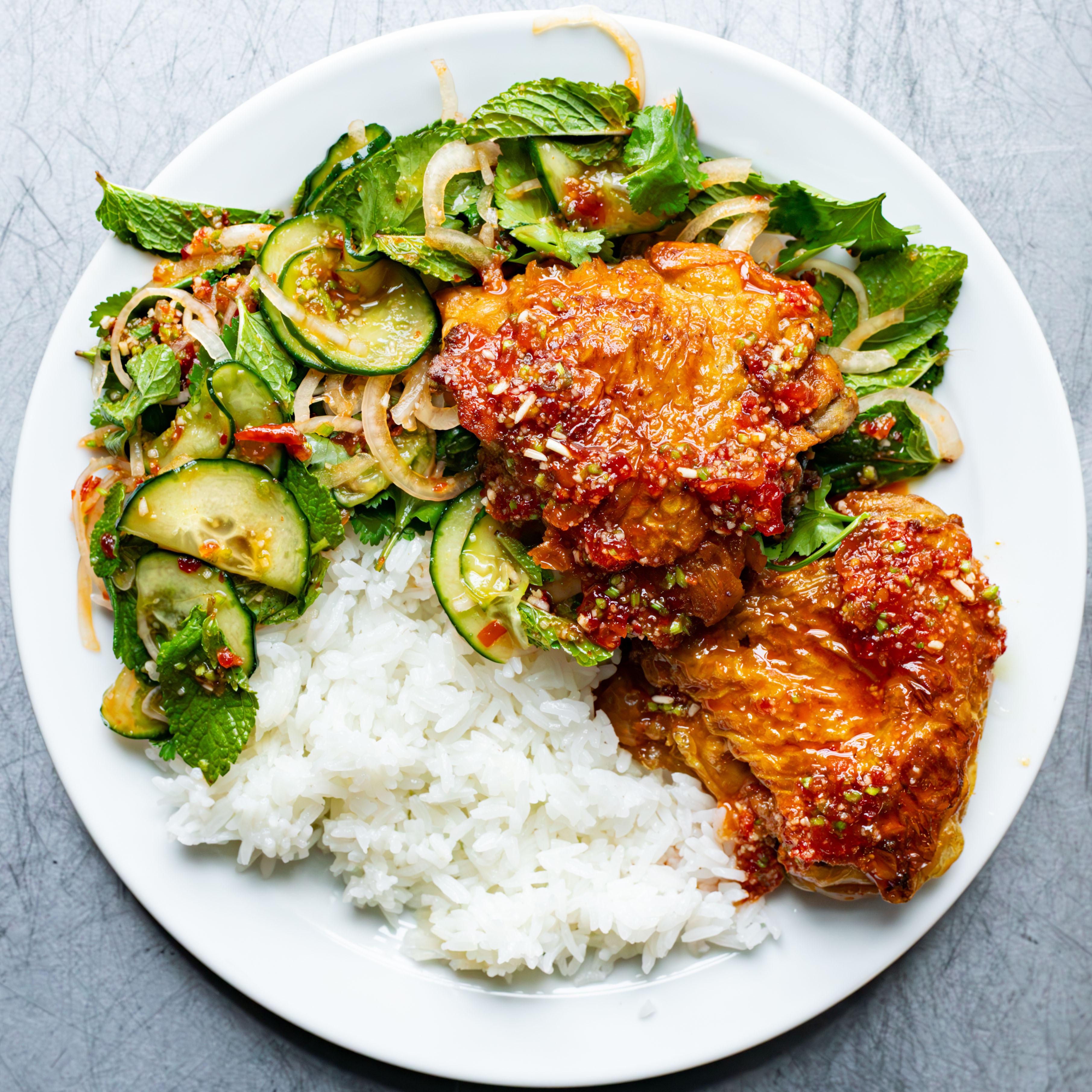 Sweet & Sour Crispy Roast Chicken Thighs