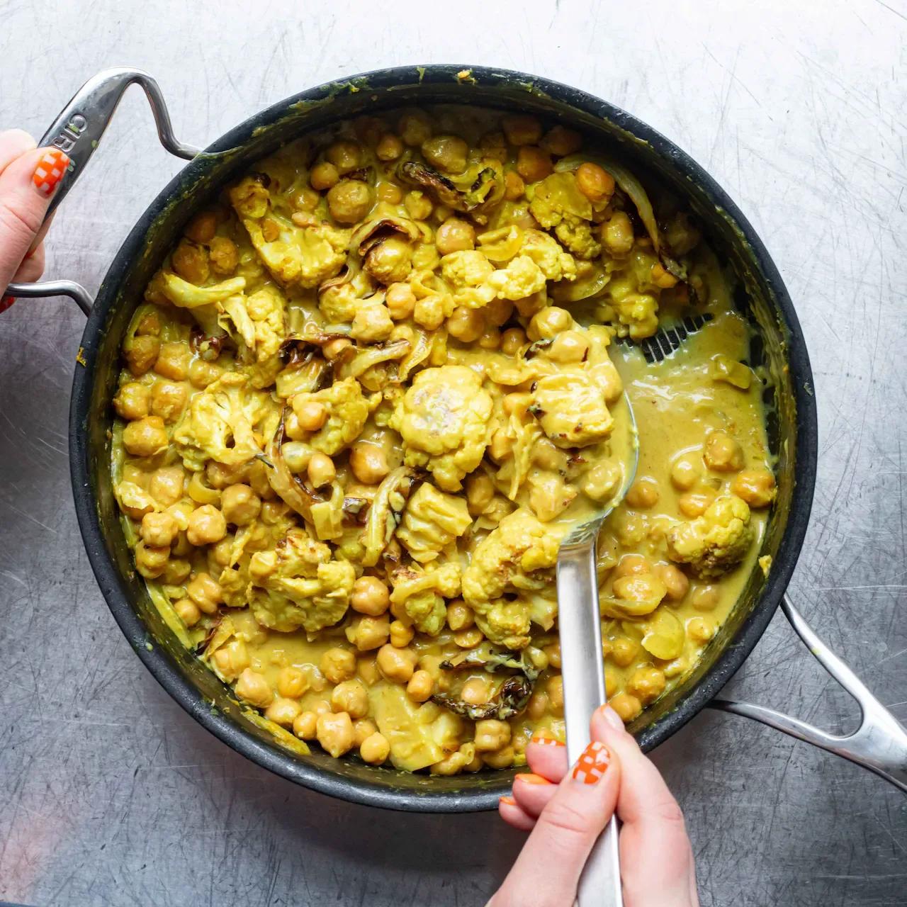 Batch Recipe Cauliflower Chickpea Peanut Curry