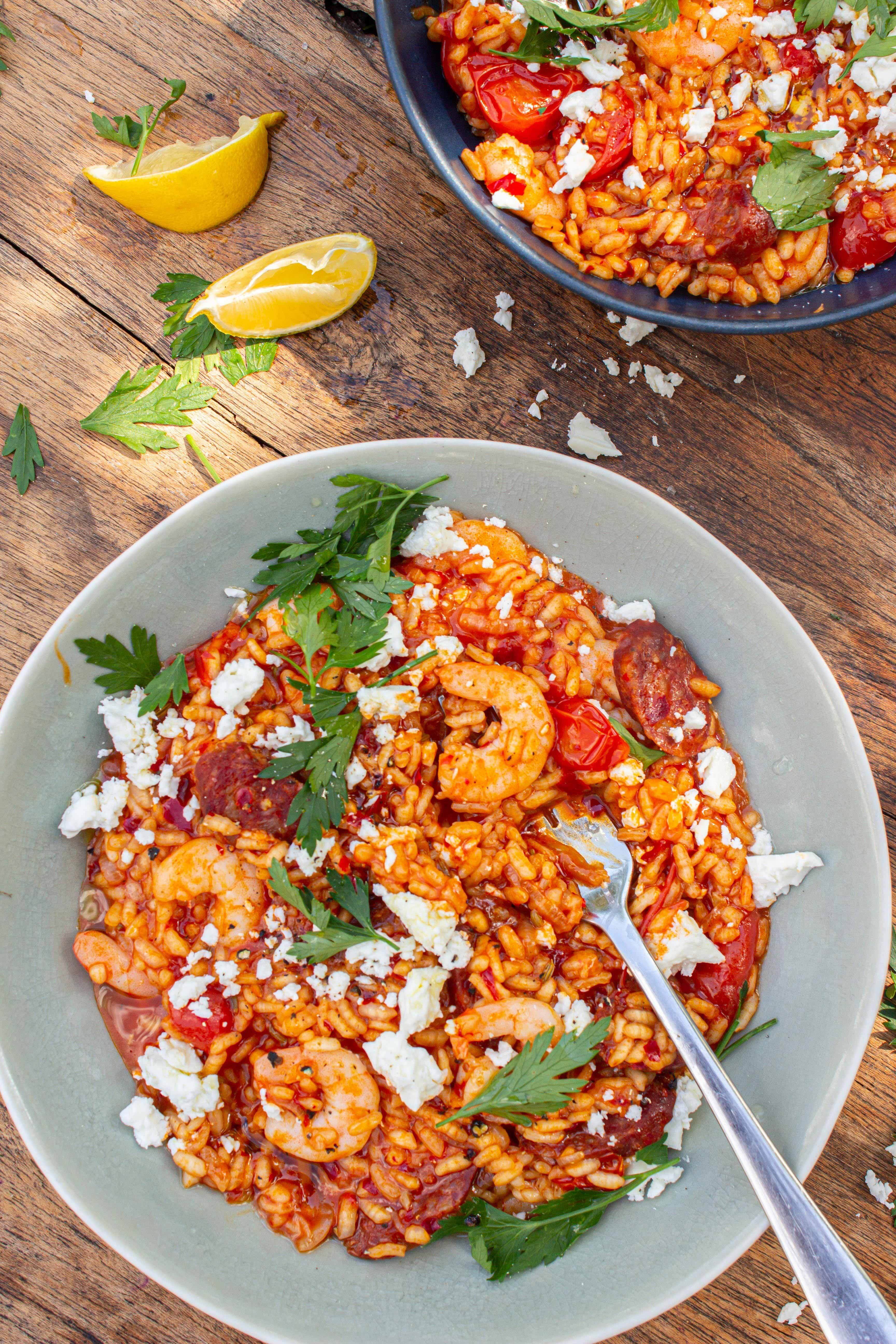 Harissa Chorizo Prawn Rice